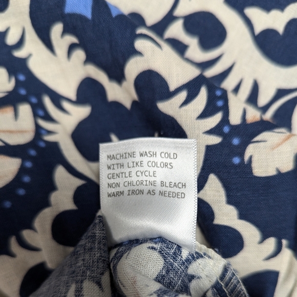 NWT Rachel Zoe Puff Sleeve Crop Top Elastic Hem Blue Batik Floral size M - Picture 5 of 11